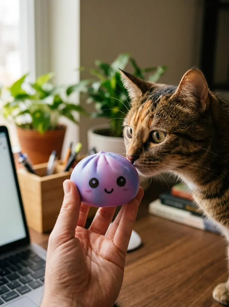 Squishy Dumpling Tie Dye Violeta y un animal