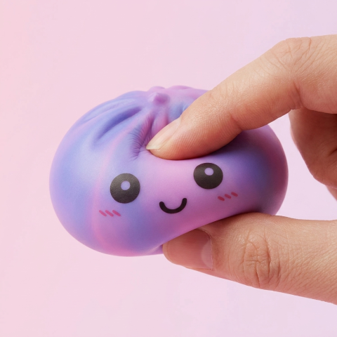 Squishy Dumpling Tie Dye Violeta apretado, material squishy