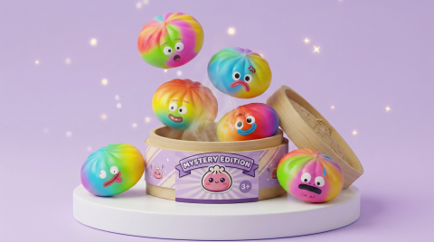 Rainbow Mystery Dumpling Squishy Arcoíris — squishy antiestrés slow-rise