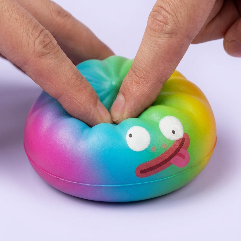 Rainbow Mystery Dumpling Squishy Arcoíris — efecto slow-rise, la espuma recupera su forma