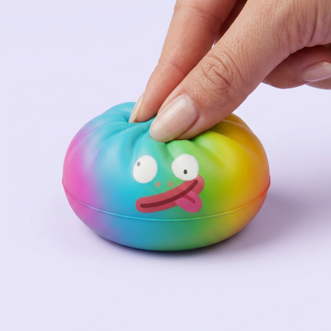 Rainbow Mystery Dumpling Squishy Arcoíris apretado, material squishy