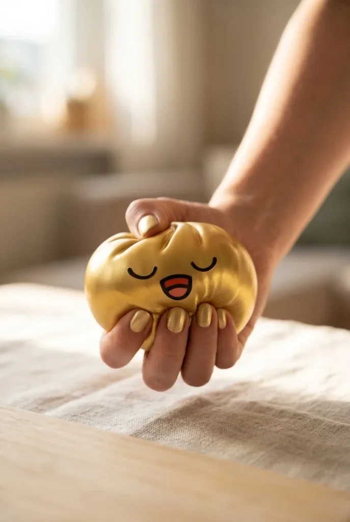 Rare Dumpling Squishy Dorado Tesoro apretado entre los dedos