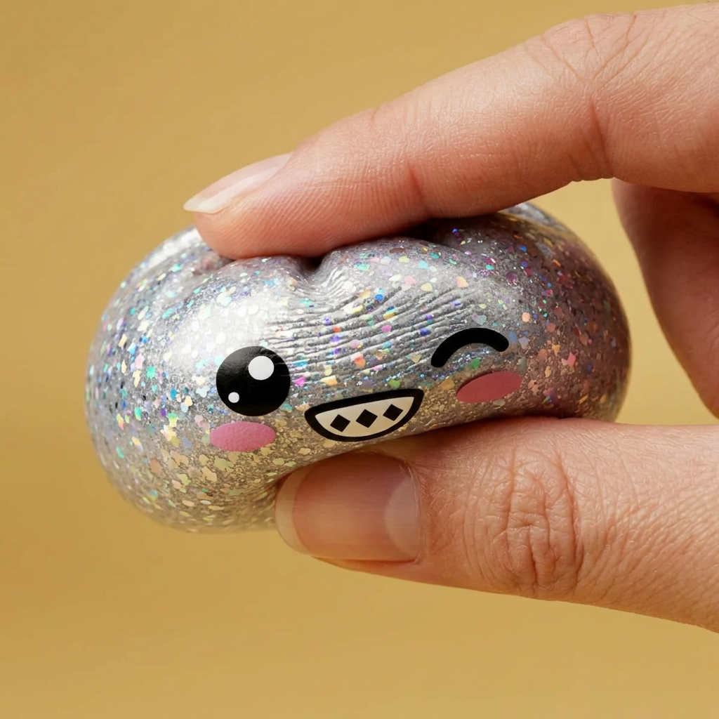 Rare Dumpling Squishy Plata Brillante — efecto slow-rise, la espuma recupera su forma