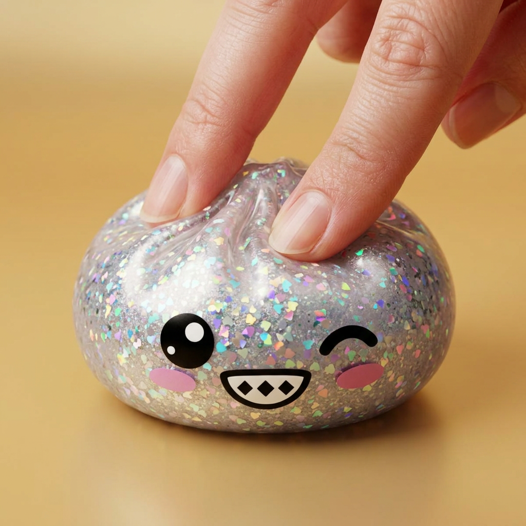 Rare Dumpling Squishy Plata Brillante apretado, material squishy