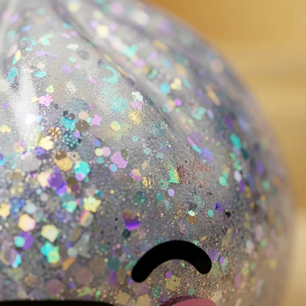 Rare Dumpling Squishy Plata Brillante — primer plano macro de la textura