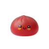 Dumpling Squishy Rojo con Cesta de Bambú — squishy antiestrés slow-rise kawaii