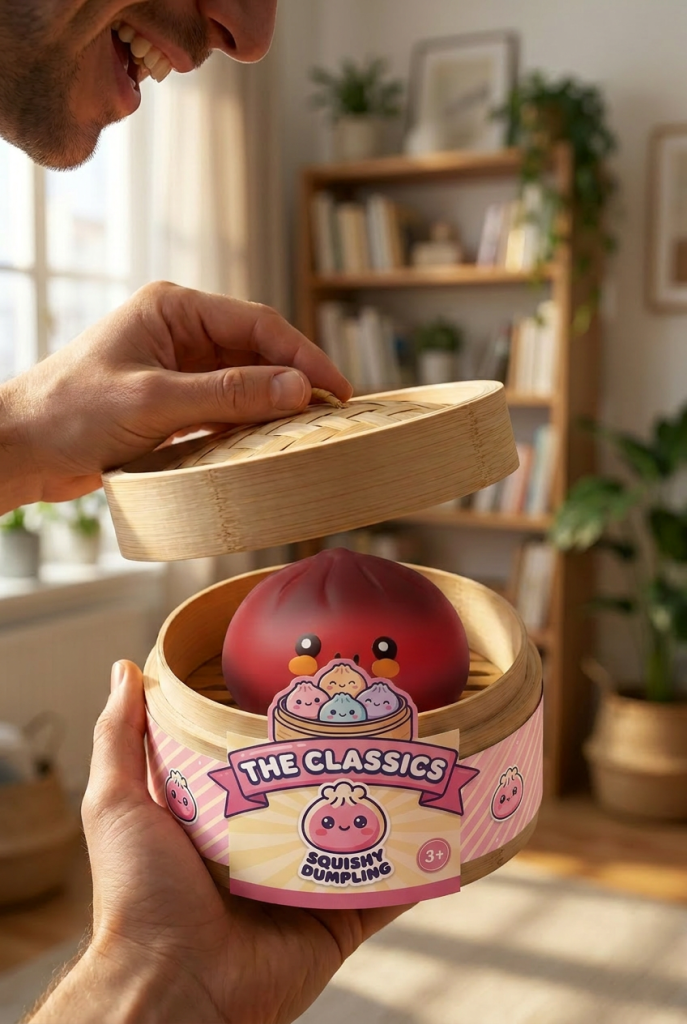 Unboxing de Dumpling Squishy Rojo con Cesta de Bambú