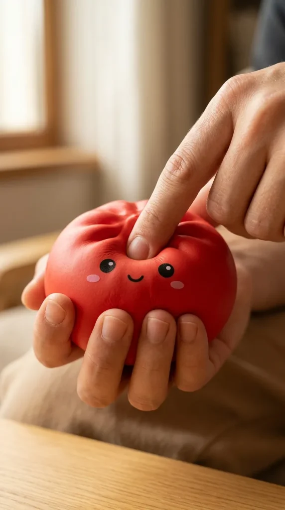 Dumpling Squishy Rojo Cereza apretado entre los dedos