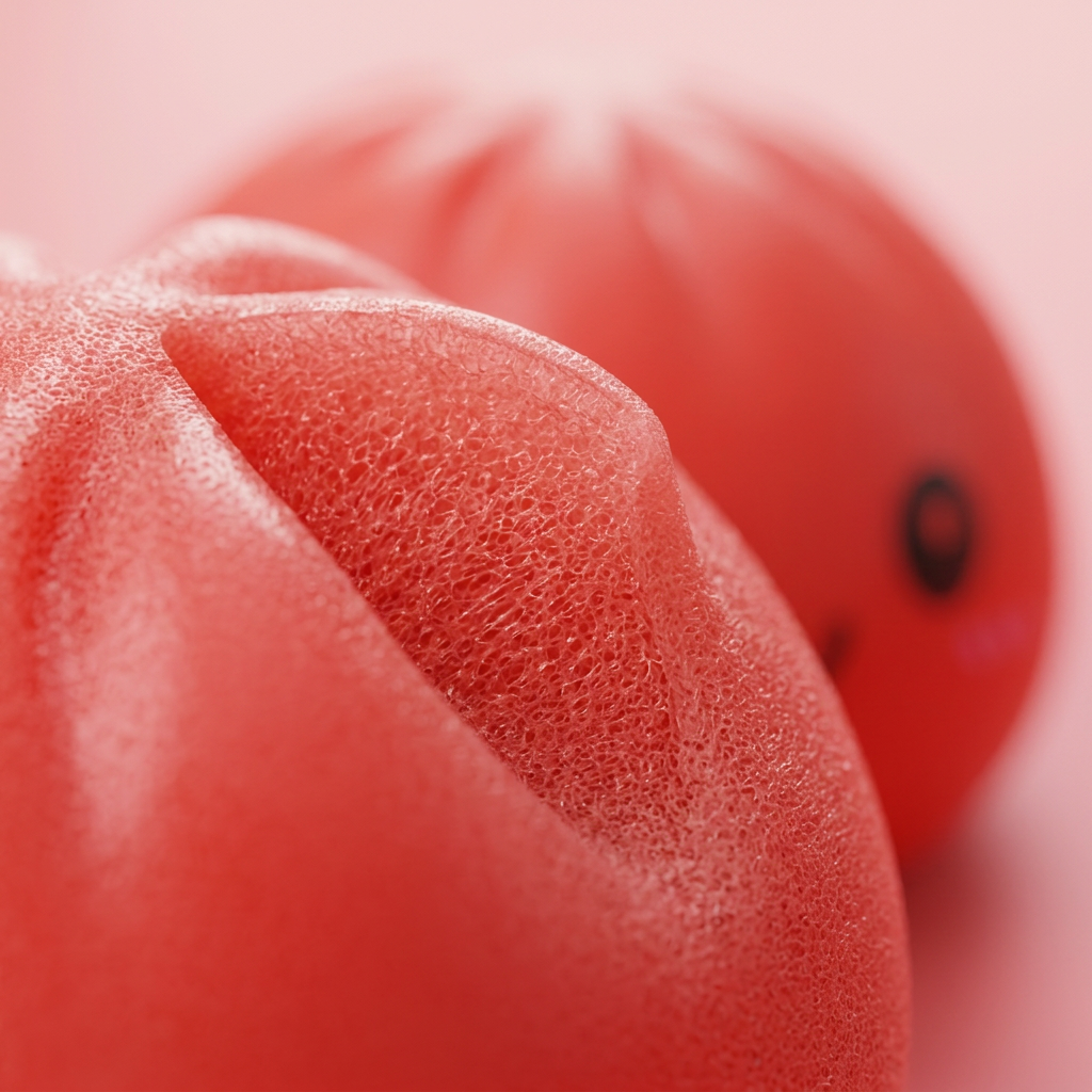 Dumpling Squishy Rojo Cereza — primer plano macro de la textura