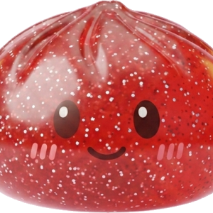Glitter Dumpling Squishy Rojo Suerte — squishy antiestrés slow-rise kawaii