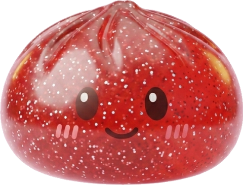 Glitter Dumpling Squishy Rojo Suerte — squishy antiestrés slow-rise kawaii