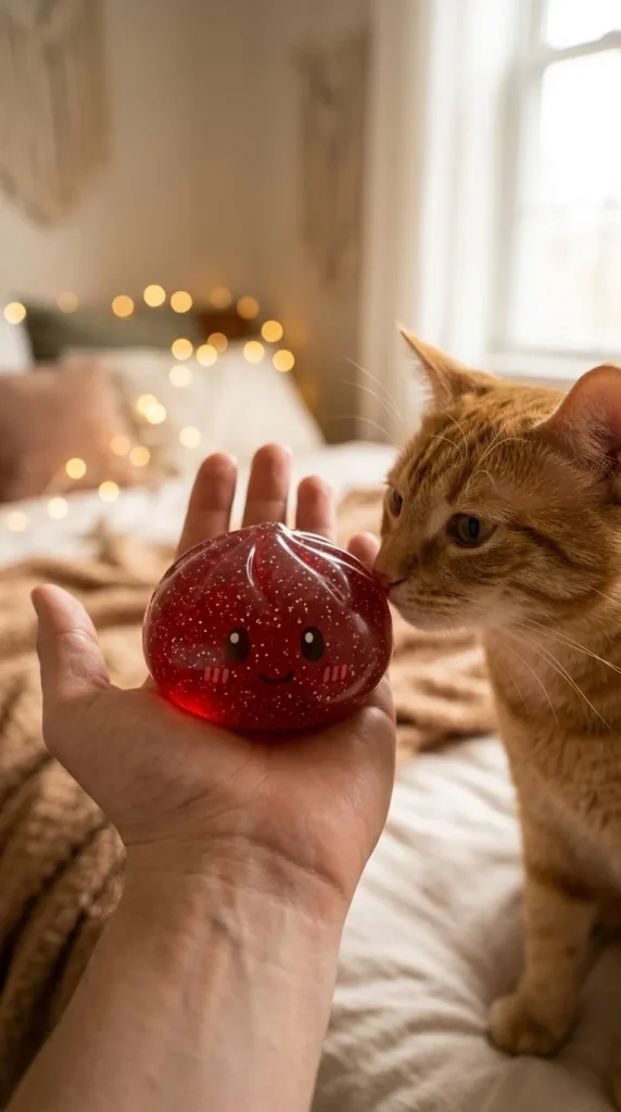 Glitter Dumpling Squishy Rojo Suerte y un animal