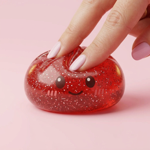 Glitter Dumpling Squishy Rojo Suerte apretado, material squishy