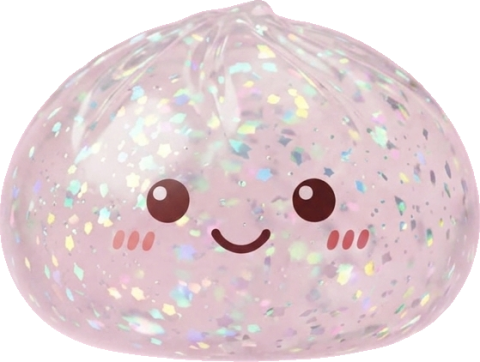 Glitter Dumpling Squishy Plata — squishy antiestrés slow-rise kawaii