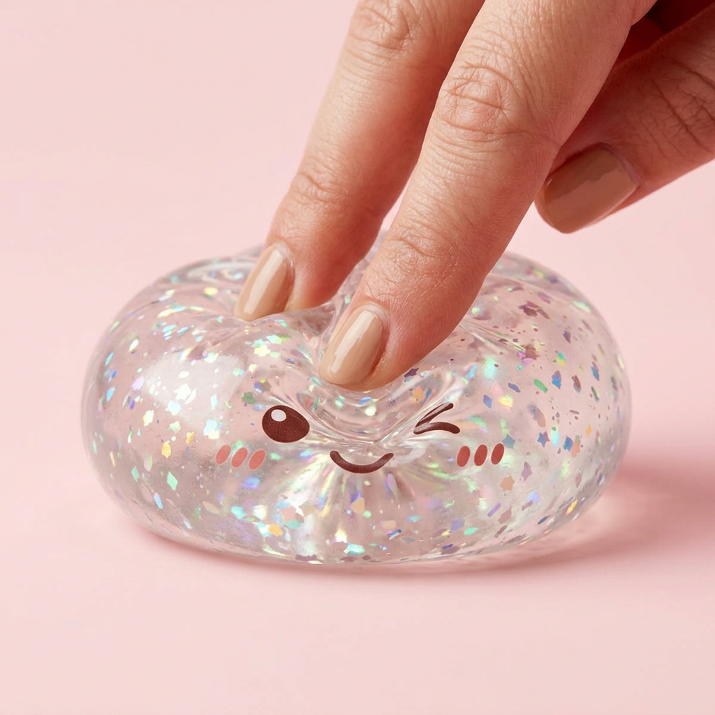 Glitter Dumpling Squishy Plata apretado, material squishy