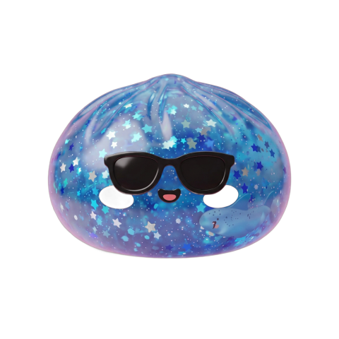 Sunglasses Dumpling Squishy Sparkle Azul — squishy antiestrés slow-rise kawaii