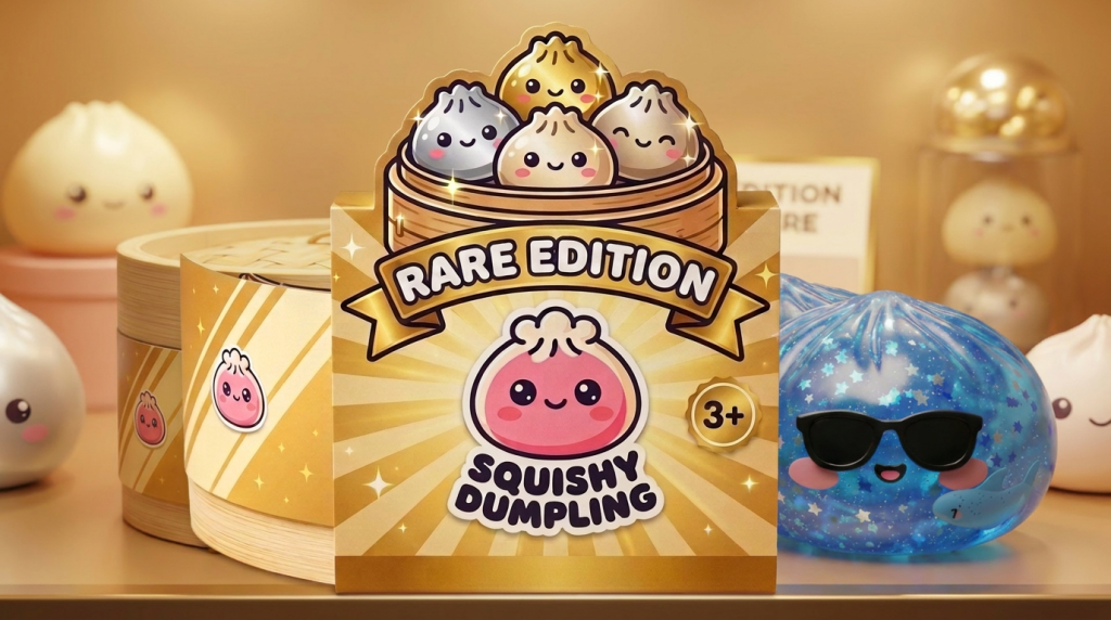 Sunglasses Dumpling Squishy Sparkle Azul en un ambiente de escritorio