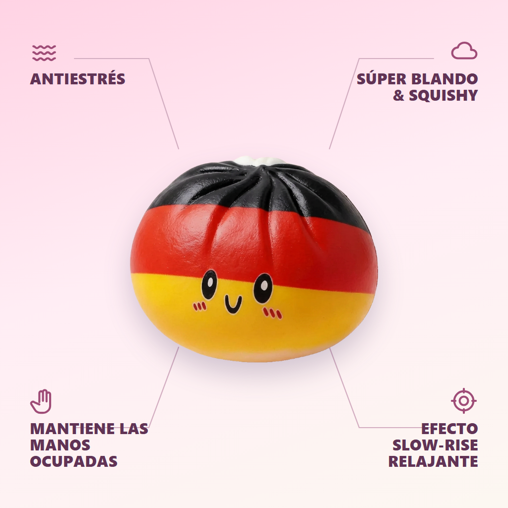 Flag Squishy Toy Dumpling Alemania — antiestrés, ultra blando, efecto slow-rise