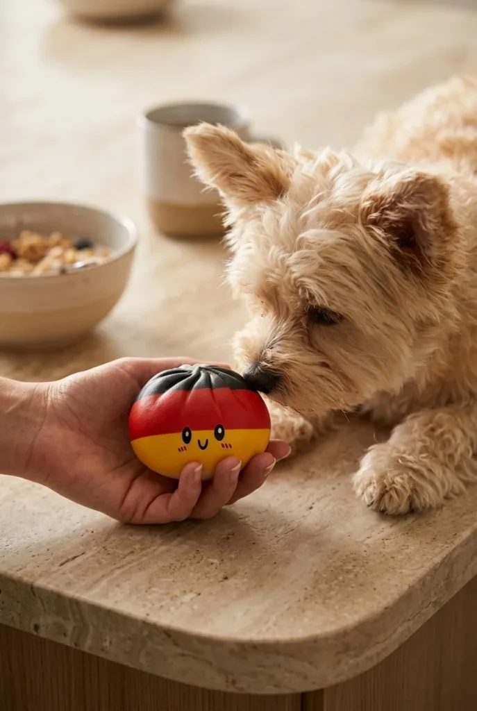 Flag Squishy Toy Dumpling Alemania y un animal