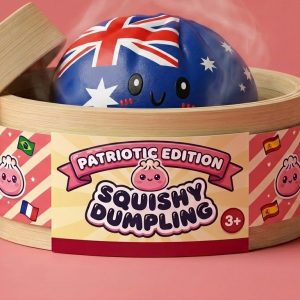 Flag Squishy Dumpling Australia en su cesta de vapor de bambú