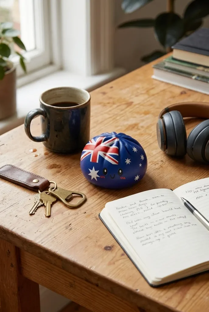 Flag Squishy Dumpling Australia en un escritorio
