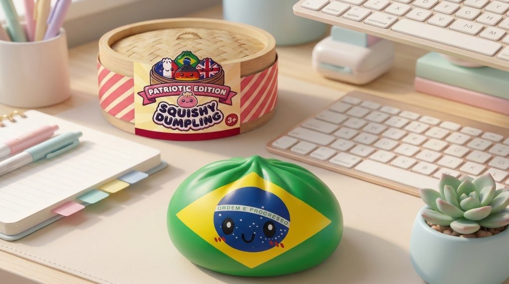 Dumpling Squishy Flag Brasil en un ambiente de escritorio