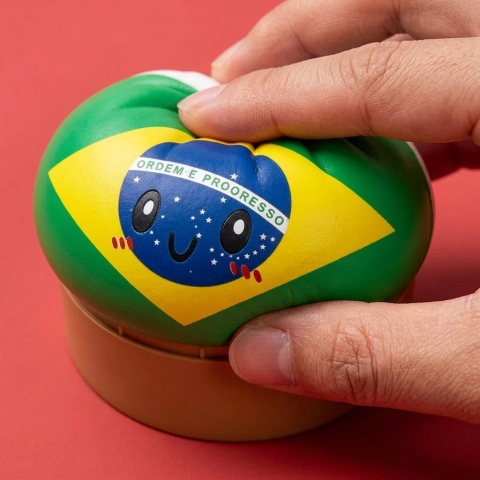 Dumpling Squishy Flag Brasil apretado, material squishy