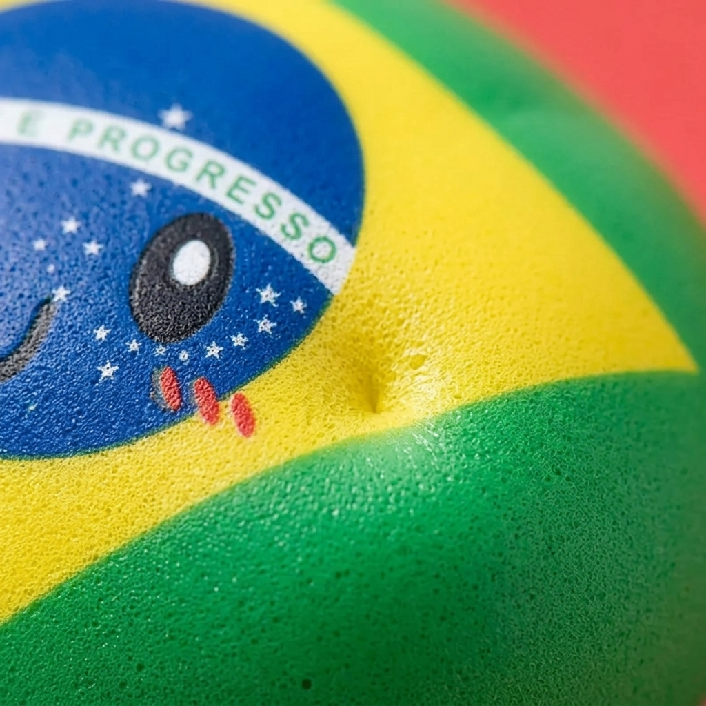 Dumpling Squishy Flag Brasil — primer plano macro de la textura