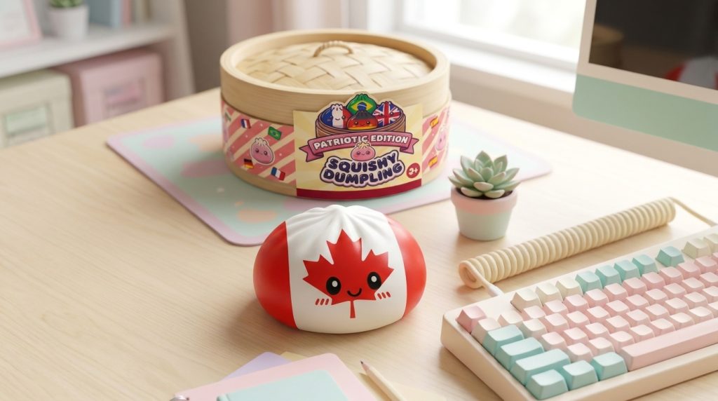 Flag Squishy Dumpling Canadá en un ambiente de escritorio