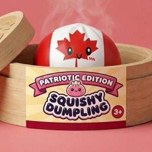 Flag Squishy Dumpling Canadá en su cesta de vapor de bambú