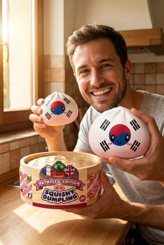 Flag Squishy Dumpling Corea del Sur con su cesta de vapor de bambú