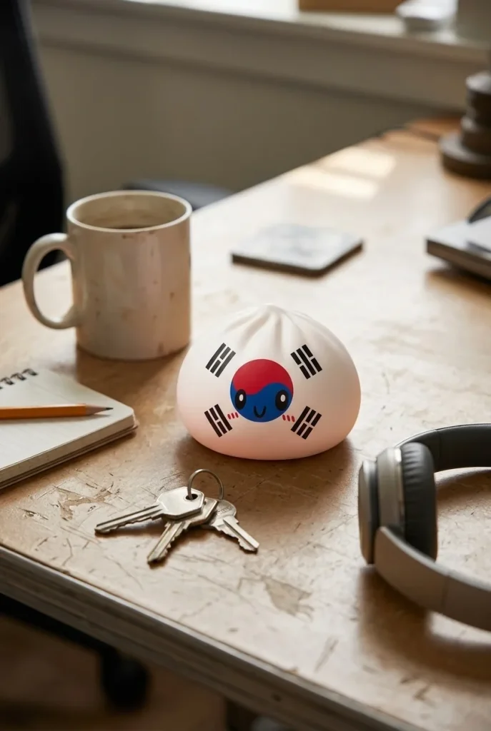 Flag Squishy Dumpling Corea del Sur en un escritorio