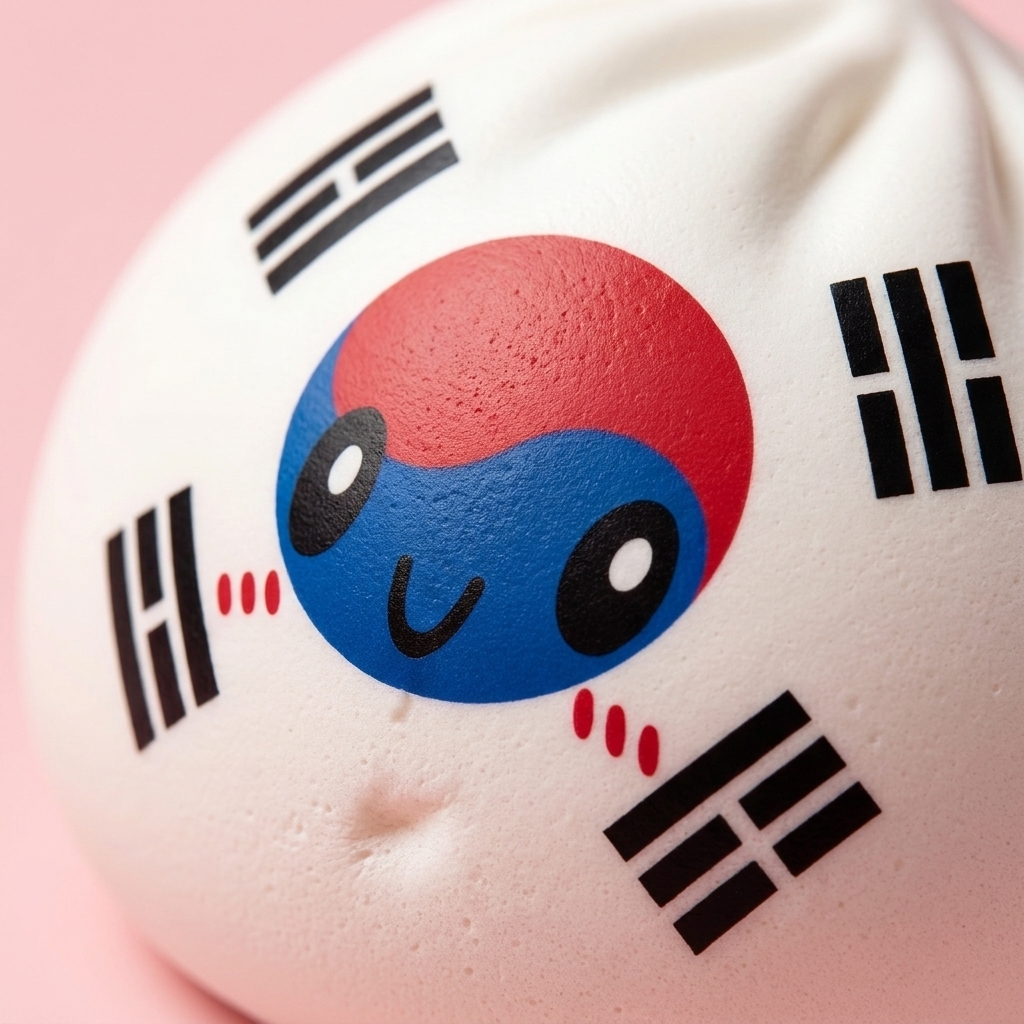 Flag Squishy Dumpling Corea del Sur — primer plano macro de la textura