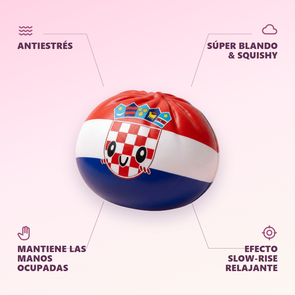 Flag Squishy Dumpling Croacia — antiestrés, ultra blando, efecto slow-rise