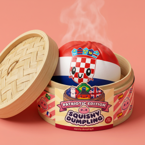 Flag Squishy Dumpling Croacia en su cesta de vapor de bambú