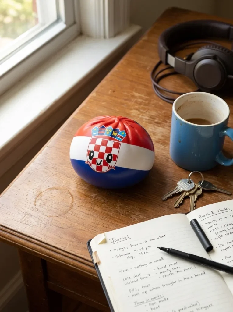 Flag Squishy Dumpling Croacia en un escritorio