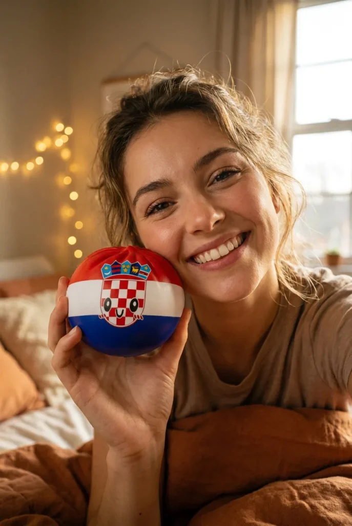 Flag Squishy Dumpling Croacia cerca de la cara