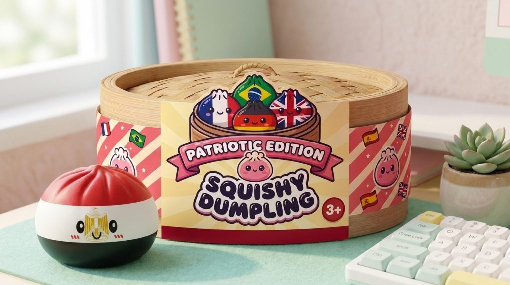 Flag Dumpling Squishy Egipto en un ambiente de escritorio