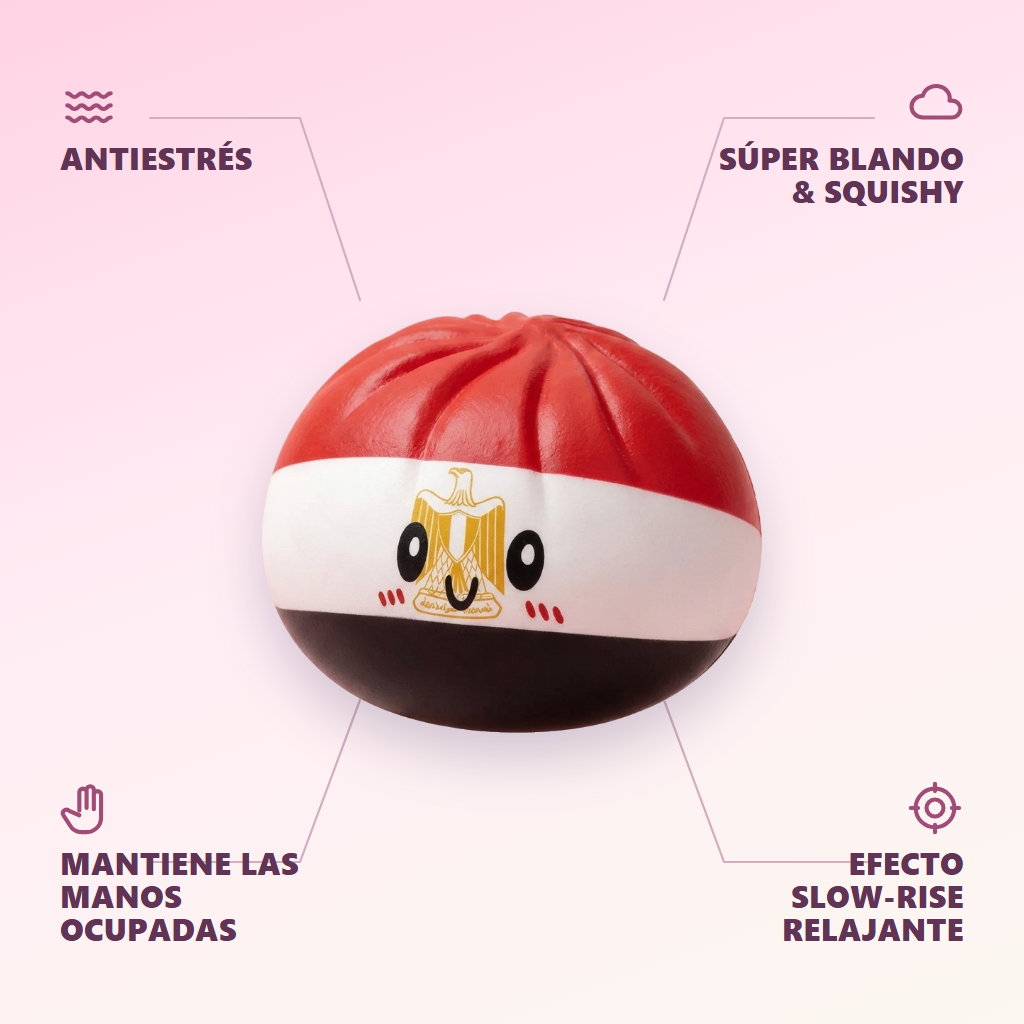 Flag Dumpling Squishy Egipto — antiestrés, ultra blando, efecto slow-rise
