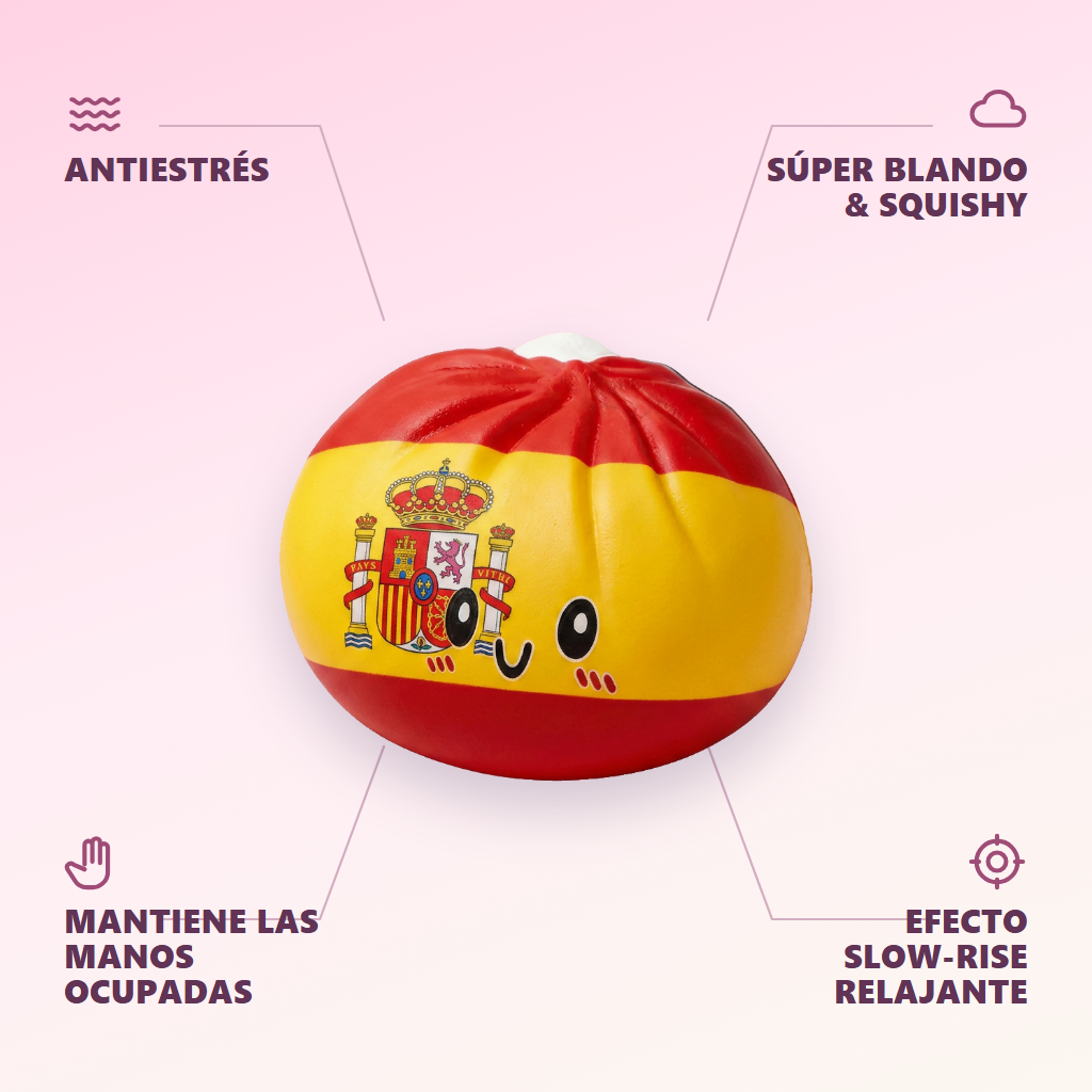 Squishy Flag Dumpling España — antiestrés, ultra blando, efecto slow-rise