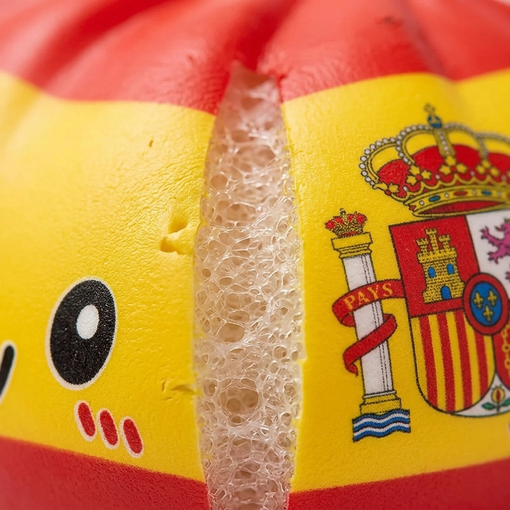 Squishy Flag Dumpling España — primer plano macro de la textura