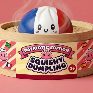 Squishy Dumpling Flag Francia en su cesta de vapor de bambú
