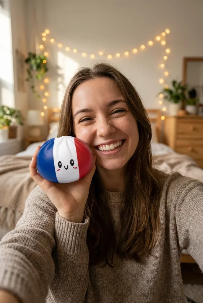 Squishy Dumpling Flag Francia cerca de la cara