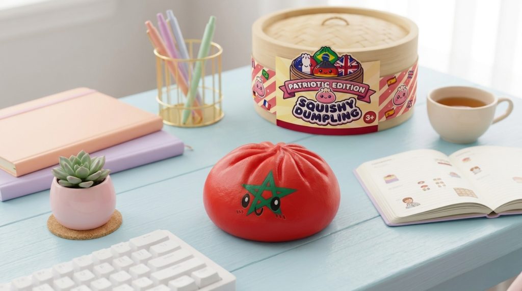 Flag Dumpling Squishy Marruecos en un ambiente de escritorio
