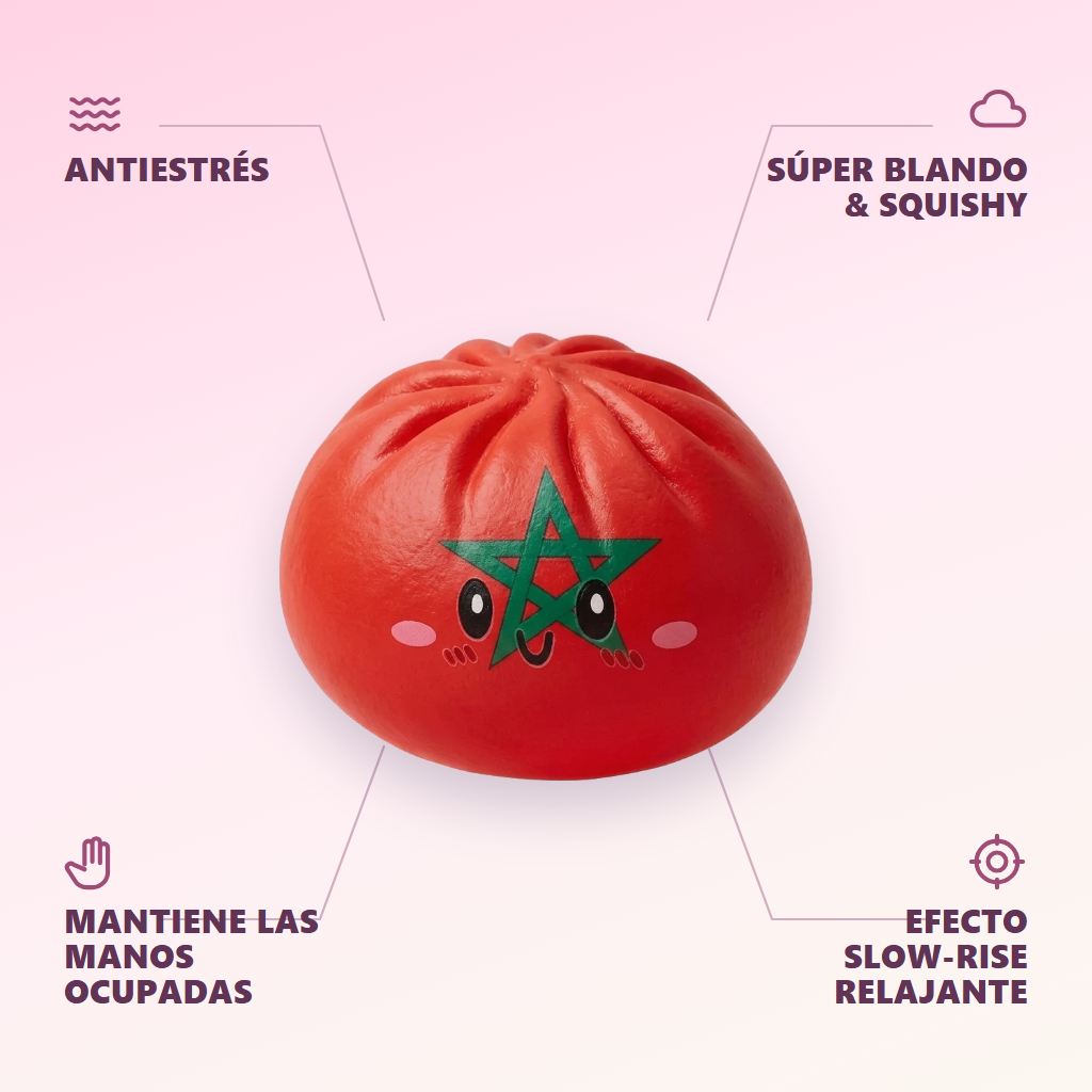 Flag Dumpling Squishy Marruecos — antiestrés, ultra blando, efecto slow-rise