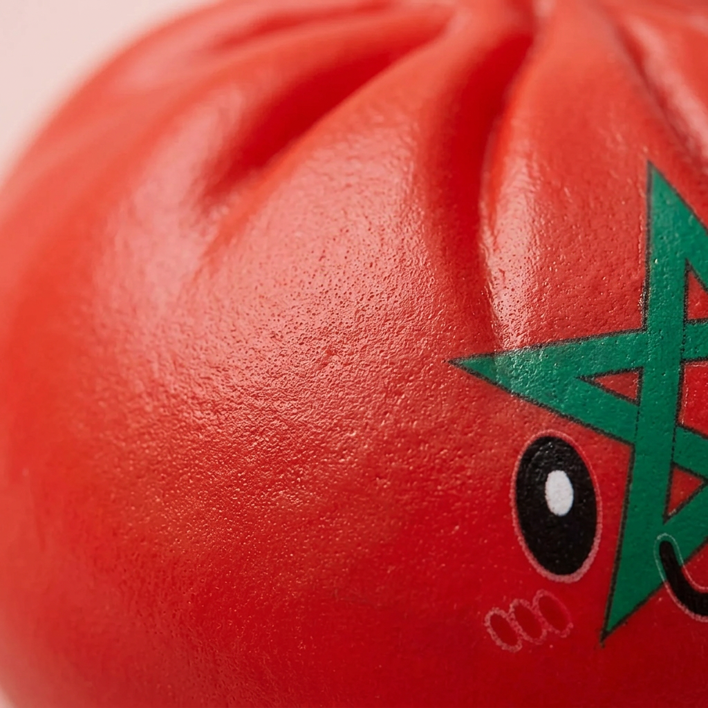 Flag Dumpling Squishy Marruecos — primer plano macro de la textura