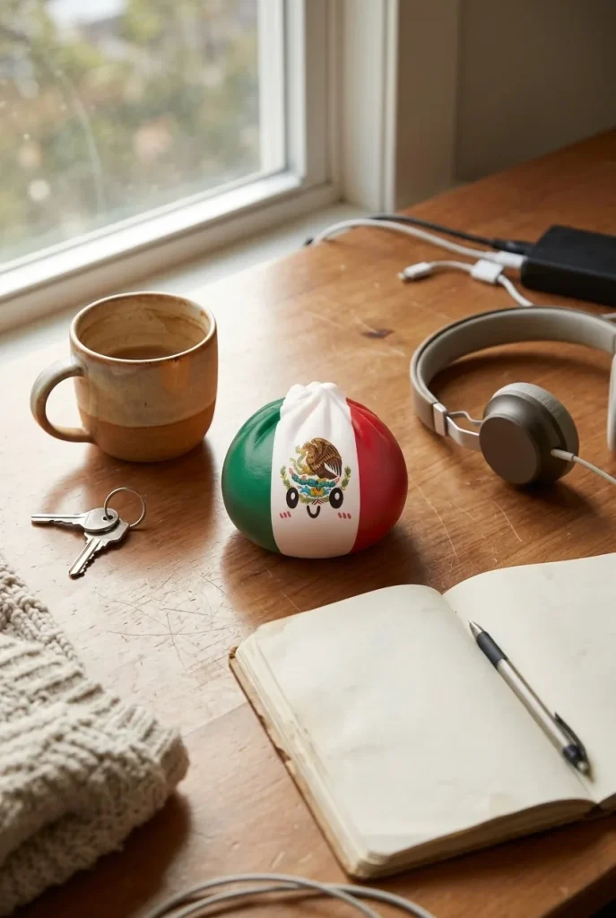 Flag Squishy Dumpling México en un escritorio
