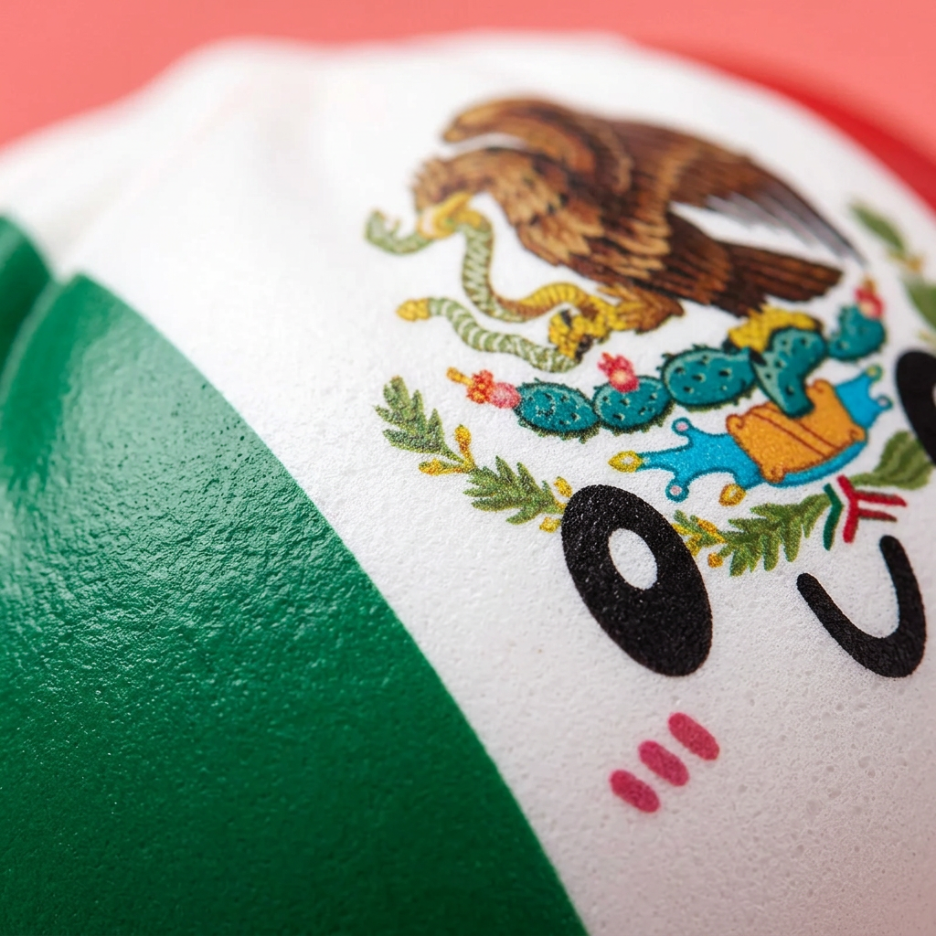Flag Squishy Dumpling México — primer plano macro de la textura