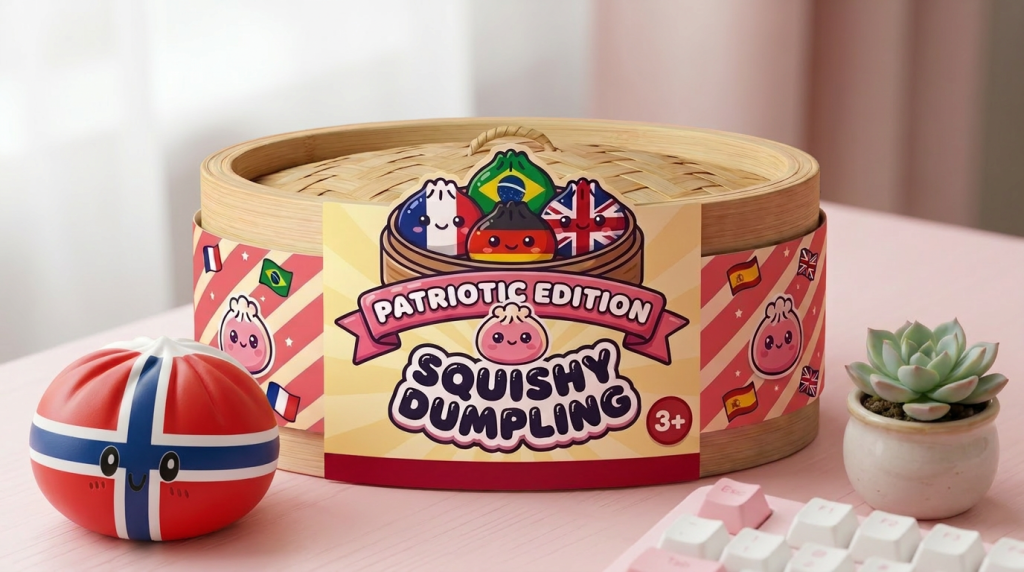 Flag Squishy Dumpling Noruega en un ambiente de escritorio