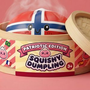 Flag Squishy Dumpling Noruega en su cesta de vapor de bambú